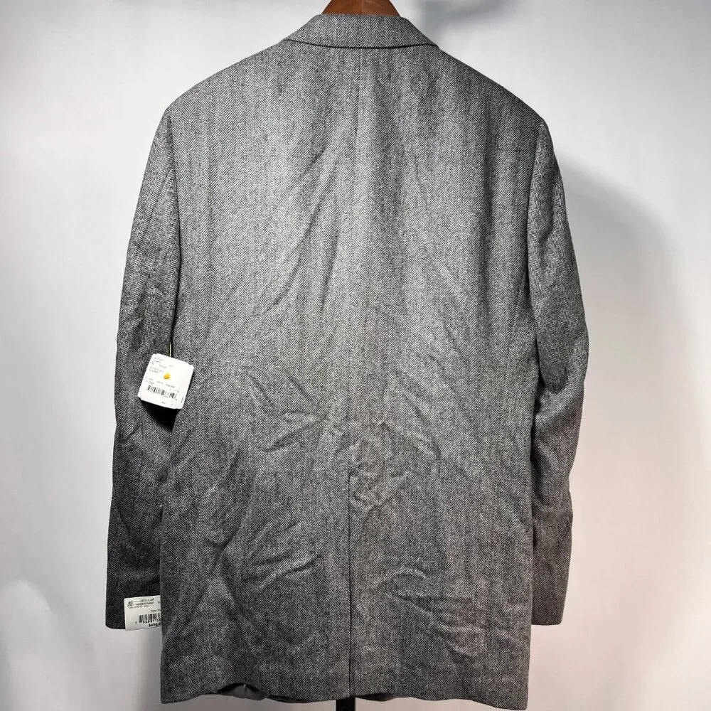 NWT WALTER MORTON 40R Gray Herringbone 2 btn100%‎ Worsted Wool blazer USA 1 vent